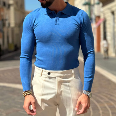 Polo blu maniche lunghe 2.0 - FLAG STORE